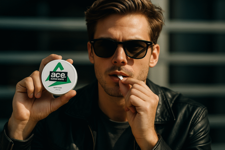Man using ACE Nicotine Pouch after receiving ecommerce financing for online business