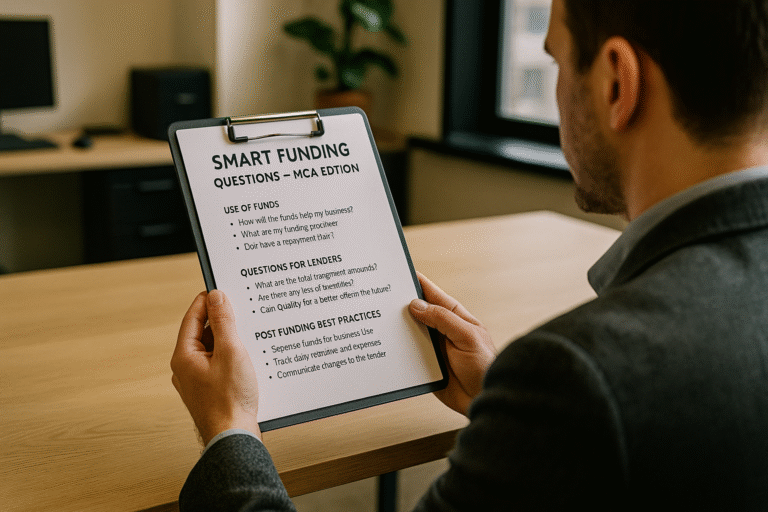 Business owner reviewing smart funding tips from a trusted merchant cash advance company